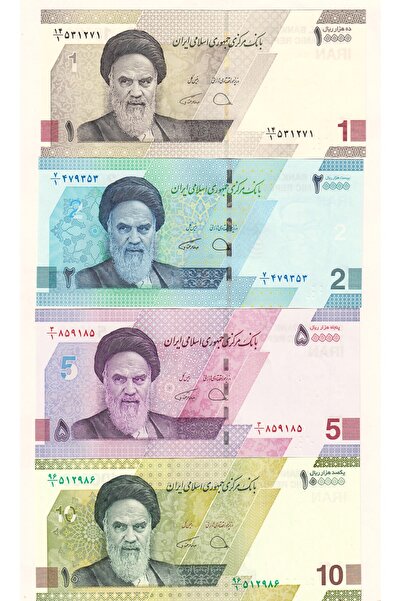3Alp Koleksiyon İran 1-2-5-10 Toman , 4 Lü Iran Set, Kağıt Para ÇİL (Unc) Kol...