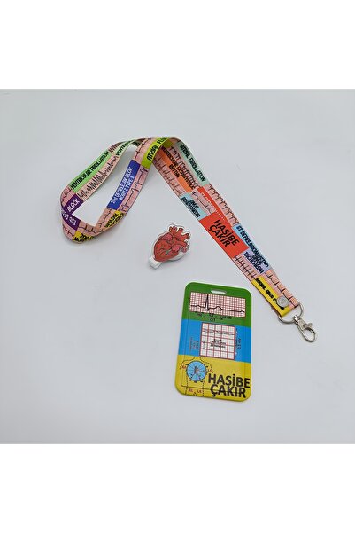 CİCCİBİCCİSHOP KİŞİYE ÖZEL EKG RİTİMLER BOYUN ASKI İPİ,KALP YOYO ve KART TUTUCU