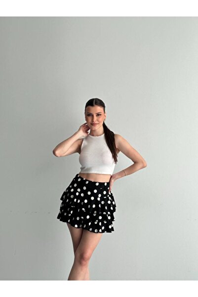 Bella Breeze Γυναικεία Μίνι Φούστα Πουά με Στρώσεις, Ψηλόμεση Καλοκαιρινή Φού...