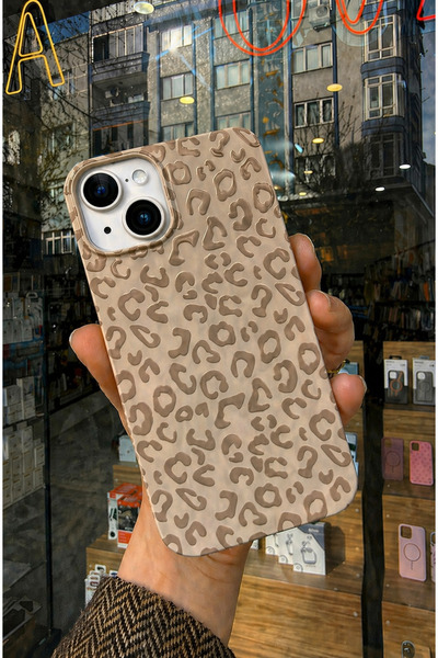OVADA İphone 13/14/15 Uyumlu Trend Leopar Desenli Kamera Korumalı Çıkıntılı S...