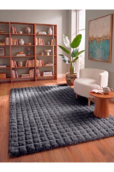 SARAZ HALI Lux Bubble Ekstra Yumoş Peluş Halı Kaymaz Taban Puffy Tavşan Tüyü ...