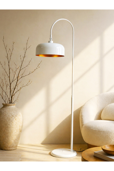 NOONLUX DESIGN&LIGHTING Bolton Beyaz Lambader İç Kısmı Gold Oturma Odası Salo...