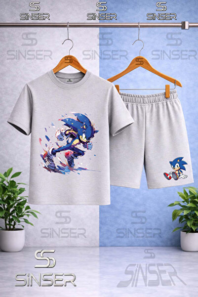 SS SİNSER Children's Snic Kosan Painted Printed Crew Neck T-Shirt - Shorts Set