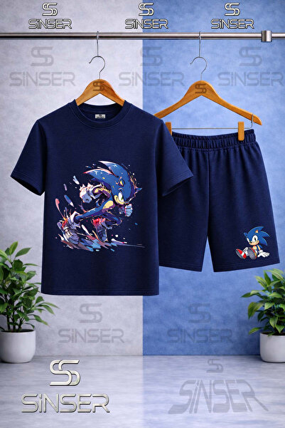 SS SİNSER Children's Snic Kosan Painted Printed Crew Neck T-Shirt - Shorts Set