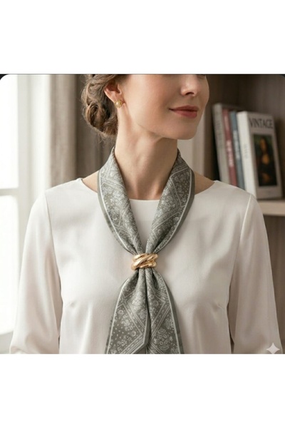 aseh shop Λεπτό φουλάρι με έθνικ σχέδια και χρυσή πόρπη