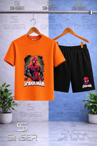 SS SİNSER Children's Orumcekman Govde Black Canvas Printed Crew Neck T-Shirt ...