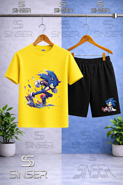 SS SİNSER Παιδικό SNIC KOSAN ΒΑΦΗΜΕΝΟ Μπλουζάκι με λαιμόκοψη και στάμπα - Σετ...