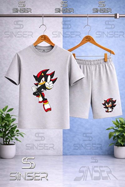 SS SİNSER Children's Snic Black Single Pointer Finger Printed Crew Neck T-Shi...