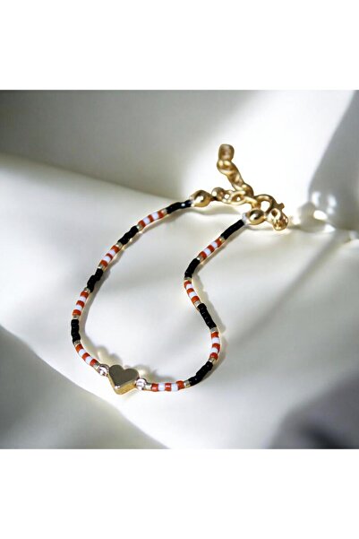DEHNA Orange Miyuki Bead Heart Adjustable Women's Bracelet Summer Jewelry
