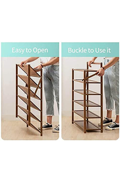 Generic 4 Tier Bamboo Shoe Rack Organizer – Solid Wood Shoe Storage Shelf for Entryway, Bedroom