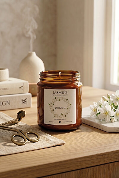 Vitraum Yasemin Kokulu Mum - Amber Kavanozda %100 Doğal Soya Mumu - Net 140 Gr