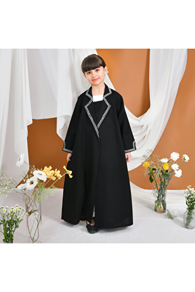 HAWRAA ABAYA Abaya Bella |   Formal Closed-Toe Dress with Elegant White Embro...
