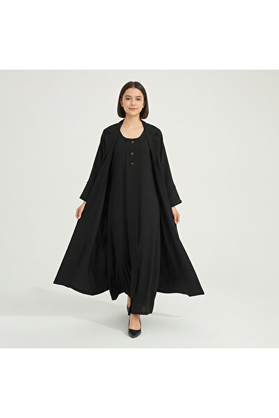 HAWRAA ABAYA Black Girls' Abaya with Attached Dress Embellished with Buttons ...