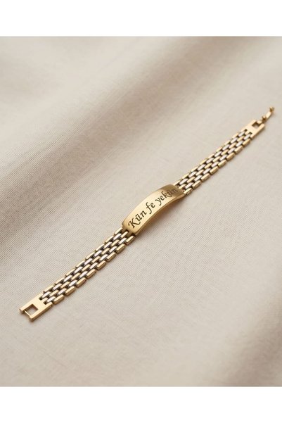AYDESİA Kün Fe Yekün Written Steel Bracelet 20 cm Stainless Non-Tarnish Gold Men's Women's Bracelet