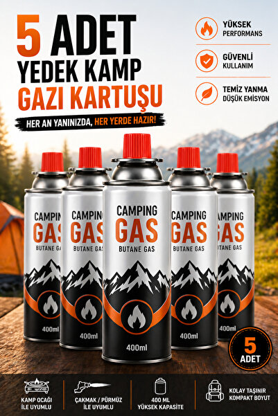 plant-home 5 Adet Kamp Gaz Kartuşu 400 ML | Kartuşlu Ocak ve Pürmüz Uyumlu | ...
