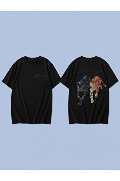 LORVEX Tricou unisex supradimensionat, 100% bumbac, imprimat cu YIRTICI DOUBL...