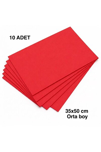 e Erta 35x50 Cm Kırmızı Renkli Mukavva Karton 10 Adet Fon Kartonu Sert Renkli...