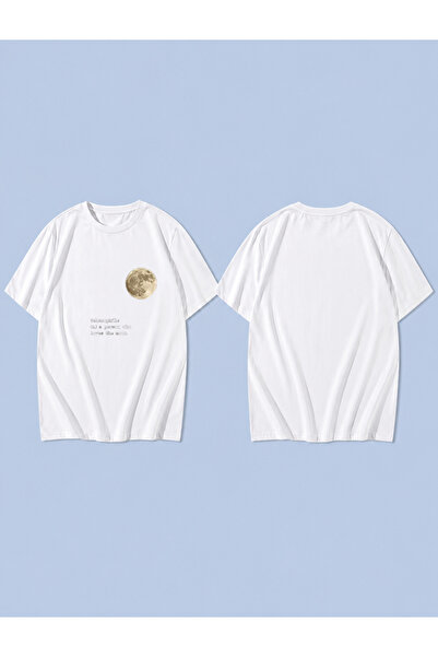 LORVEX MOON WORDS YELLOW Tricou unisex supradimensionat, imprimat, 100% bumba...