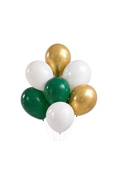 Patladı Gitti Graduation Themed Green Gold Concept 10-Piece Balloon Set