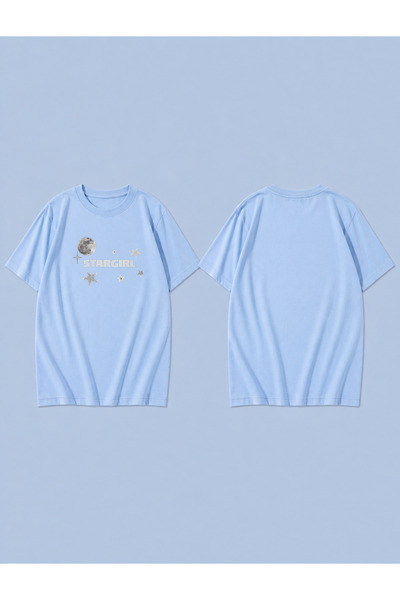 LORVEX Star Girll Printed 100% Cotton Oversize Unisex T-Shirt Relaxed Fit T-S...