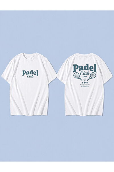 LORVEX PADEL CLUB TENNIS Tricou unisex supradimensionat, imprimat, 100% bumba...