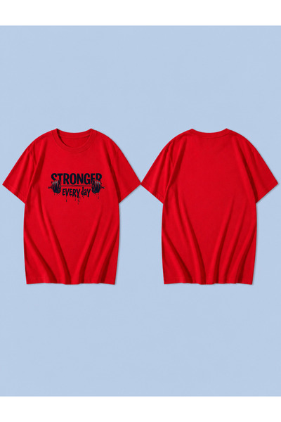 LORVEX STRONGER EVERY DAY Tricou unisex supradimensionat, imprimat, 100% bumb...