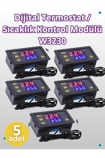 RoboPazar 5-adet W3230 Dijital Termostat, 2000W, -50°C ~ +120°C