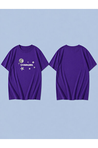 LORVEX STAR GIRLL Tricou unisex supradimensionat, imprimat, 100% bumbac, cu c...