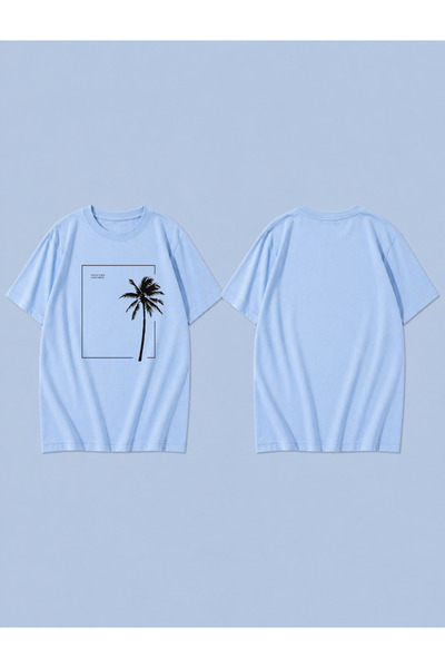 LORVEX Good Vibes Palm Printed 100% Cotton Oversize Unisex T-Shirt Relaxed Fi...