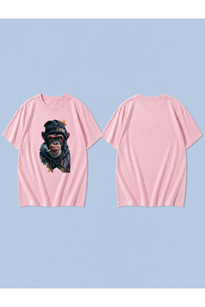 LORVEX MONKEY FARM Μπλουζάκι Unisex με στάμπα, 100% βαμβάκι, Oversize, Άνετη ...