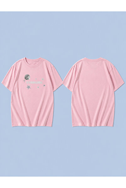 LORVEX STAR GIRLL Tricou unisex supradimensionat, imprimat, 100% bumbac, cu c...
