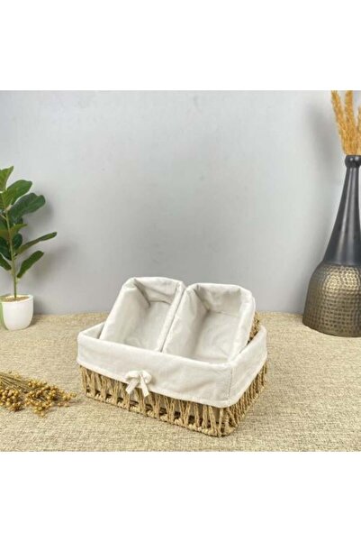 sallat almawasim Rectangular Storage Basket Set Beige 3 Pieces
