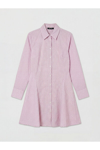 LC Waikiki Sparkling Choices Checkered Embroidered a Planting Shirt Dress fro...
