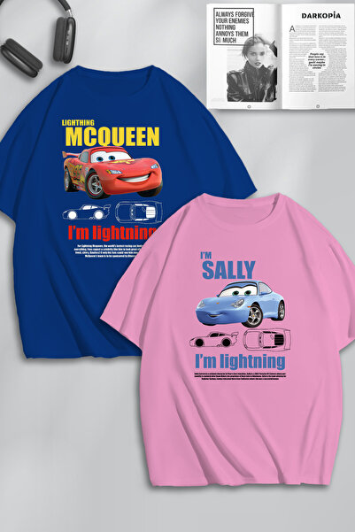 darkopia Unisex Women's and Men's Lightning Mcqueen and Sally Pre-Printed Lov...