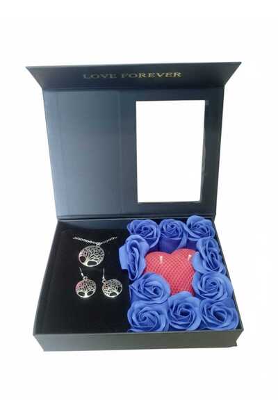 OEM Love Forever gift set, scented heart candle, Tree of Life necklace and ea...