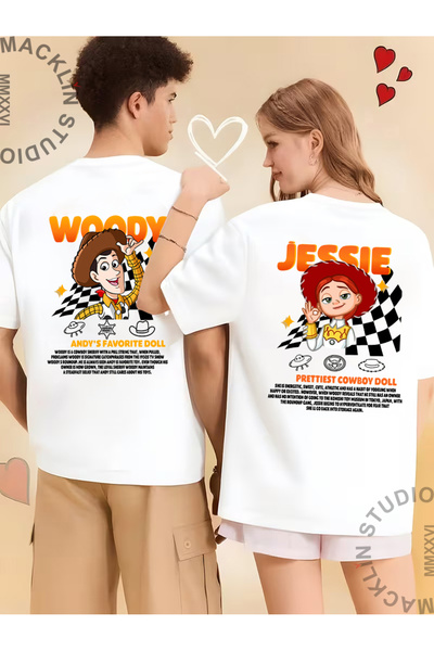 darkopia Unisex Toy Story Lover Couple Combination Design Oversize T-Shirt Se...