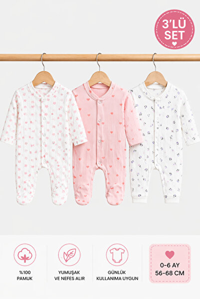 MYZİ STORE Βρεφικό κοριτσίστικο σετ φόρμας με λουλουδάτο σχέδιο 3 τεμαχίων, 2...