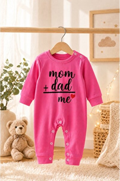 Superbaby Ροζ ολόσωμη φόρμα με κυκλάμενα για μωρά, Μαμά & Μπαμπάς