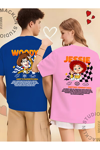 darkopia Unisex Toy Story Lover Couple Combination Design Oversize T-Shirt Se...
