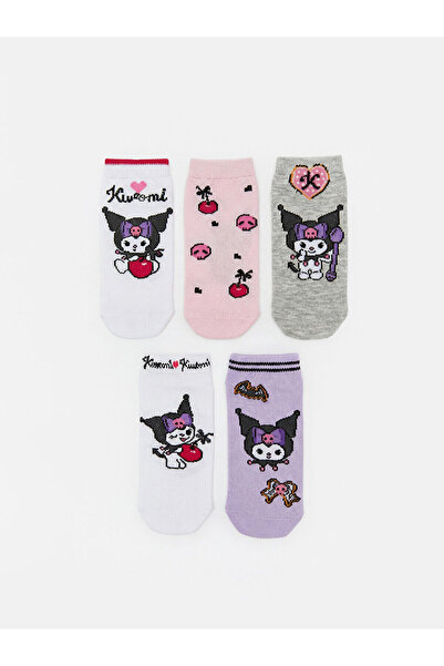 LC Waikiki Nevavm Kuromi Patterned Girls' Booties Socks with Difference in Co...