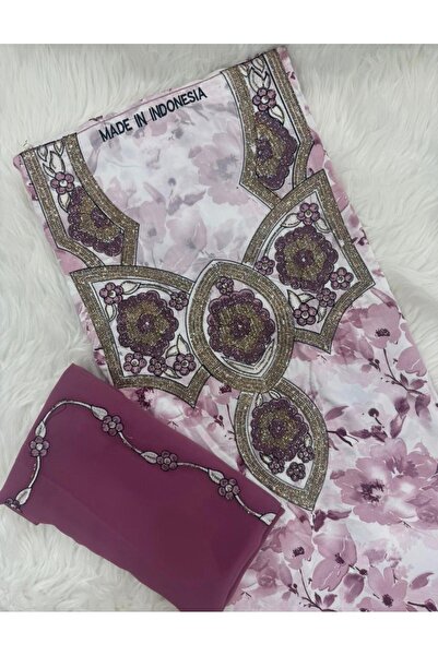 REHAM Emirati Soft Silk Khimar Fabric with Heavy Embroidery on Chest and Slee...