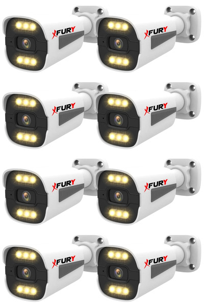 FURY 8 Adet 5MP Lens 1080P Full HD AHD 6 Led Gece Görüşlü Renkli Su Geçirmez ...