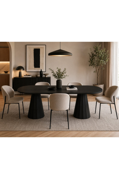 Trihome Tamamı Doğal Gürgen Masif Ahşap Yemek Masası 160x90 cm – Oval Modern ...