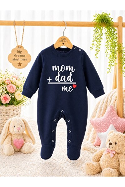 Superbaby Ναυτικό μπλε ολόσωμη φόρμα με μποτάκια για μωρά με μήνυμα