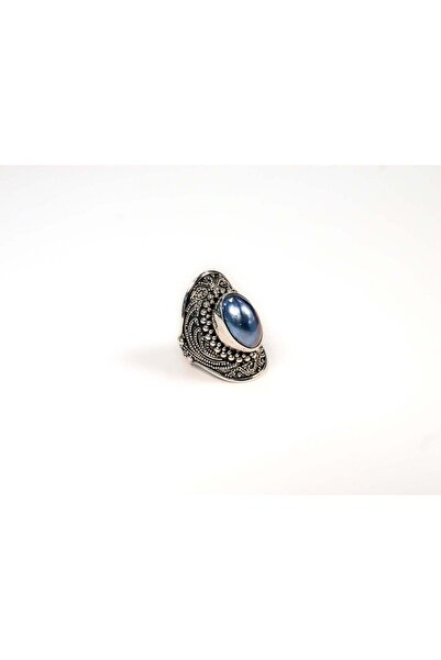 mySTILL 925 Silver Ring with Blue Pearl - Size 8.5 Adjustable