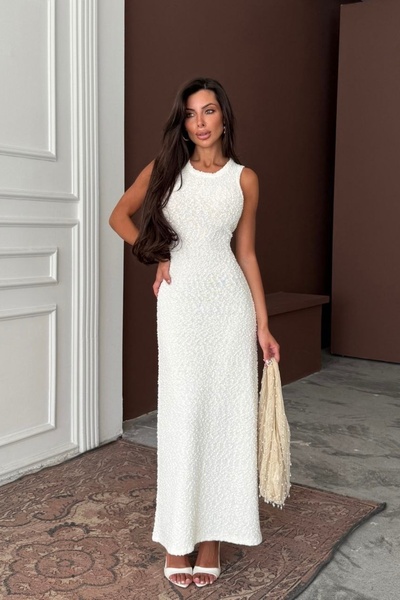 Auroveen Φόρεμα μάξι με γιακά halter και υφή boucle AV3606