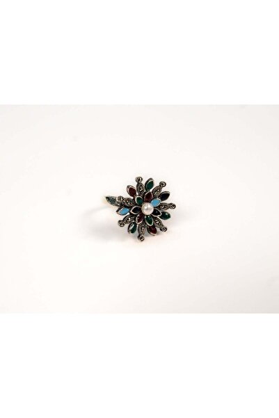 mySTILL 925 Silver Ring with Multicolor Enamel and Pearl - Size 9