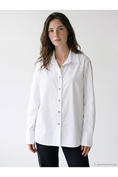 LC Waikiki Nevavm Easy-To-Wear Women's Oversize Shirt with Snap Buttons on th...