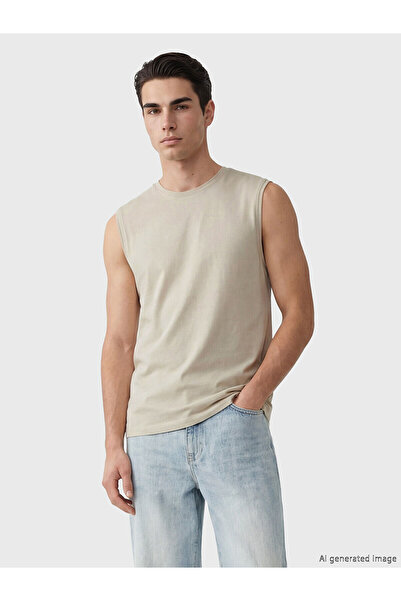 LC Waikiki Nevavm Oval Collar Combed Cotton Men's Sleeveless T-Shirt with a D...