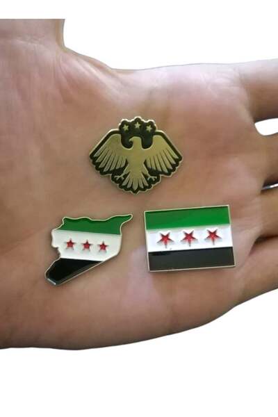 no markte 3 قطع من الملصقات المعدنية تصور النسر الذهبي السوري وعلم سوريا وخرا...